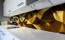 Кухонний фартух Happy Pocket Золотий Вініловий заломлення для кухні 65х250 см Геометрія Жовтий Z183948 - мініатюра 5