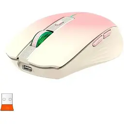 Комп'ютерна миша Mееtion BTM002 2.4G Bluetooth 1600 DPI 6 кнопок RGB підсвічування бездротова безшумна рожева - мініатюра 2