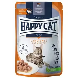 Вологий корм Happy Cat Beutel Culinary Land Ente шматочки в cоусі для котів з качкою 85 г