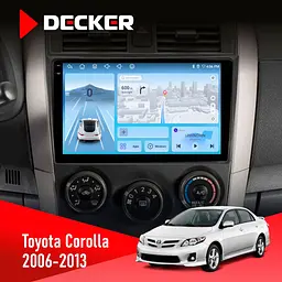 Штатна магнітола Toyota Corolla 2006-2013 Decker D9-010 6x128, DSP, 4G, 2K Decker (НФ-00004821)