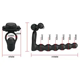 Насадка на пеніс з вібрацією і ерекційним кільцем Pretty Love Hercules Penis Sheath III 15.3 см чорний - мініатюра 4