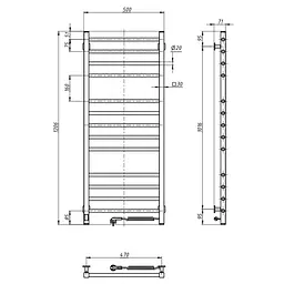 Електрична рушникосушка Navin Класик Квадро 500x1200 Sensor права з таймером, чорний муар 00-044050-5080, Чорний матовий, Праве, Електронний - мініатюра 8
