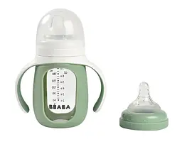 Поїльник скляний Beaba 2 в 1, 210 мл зелений (913537) - мініатюра 3