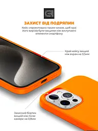 Силиконовый чехол с MagSafe для Apple iPhone 15 Pro, ICON2 MagCase, оранжевый, противоударный, панель с мягкой подкладкой, защита всего корпуса, поддержка беспроводной зарядки, совместим с защитными стеклами и пленками, ArmorStandart (ARM89276) - мініатюра 5