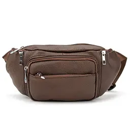 Містка шкіряна сумка на пояс коричнева Tiding Bag M56-2030C
