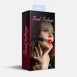 Кляп силіконовий Feral Feelings Silicon Ball Gag Black/Red, чорний ремінець, червона кулька - мініатюра 2