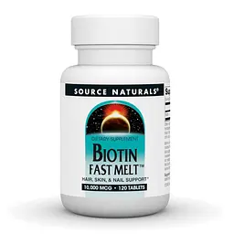 Біотин 10000 мкг Source Naturals (Biotin Fast Melt) - 120 таблеток, для волосся, шкіри та нігтів