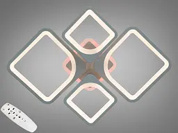 Люстра стельова LED Diasha 8060/2+2GR, 100W, 6500K, сірий метал, сучасний стиль з диммером та кольоровим підсвічуванням
