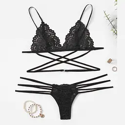 Сексуальний комплект білизни "Еротична спокуса" L Чорний - мініатюра 5