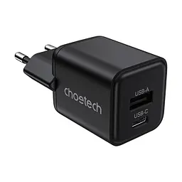Мережевий зарядний пристрій Choetech PD5012 mini PD30W GAN A+C Black (43-00141)