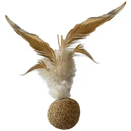 Іграшка для котів Croci Euphoria Ball М'ячик з котячої м’яти сріблястої лози та з пір'ям 3 см