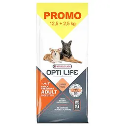Сухий суперпреміум корм Opti Life Adult Digestion Medium & Max Promo Опті Лайф для собак середніх і великих порід Промо 12.5 кг + 2.5 кг (310168)