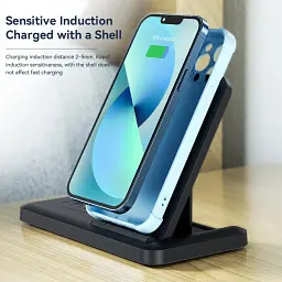 Зарядний пристрій Essager 4-in-1 wireless charger 15W foldable desktop black (EWXZM-JC01-Z) - мініатюра 6