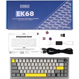 Клавіатура Epomaker EK68 Flamingo Black механічна бездротова (EK68-B-F) - мініатюра 2