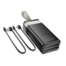 Батарея універсальна HOCO 30000mAh Plentiful 22.5W, built-in cables, LED, Black (DB58 / 715030) - мініатюра 5