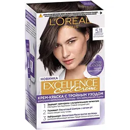 Уцінка. Стійка крем-фарба для волосся L'Oreal Paris Excellence Cool Creme відтінок 5.11 ультра попелястий світло-каштановий 192 мл (A169500)