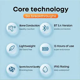Кісткові навушники Langsdom BE-13 Pro Спортивні Bluetooth 5.4 навушники з кістковою провідністю Біло-сірий - мініатюра 6