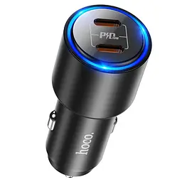 Зарядний пристрій 2 виходи USB-C - HOCO NZ3 Clear way dual port PD car charger 40W чорний - мініатюра 3