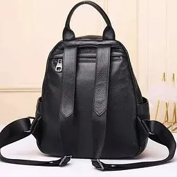 Шкіряний жіночий міський рюкзак на блискавці чорний 85271 Tiding Bag - мініатюра 9