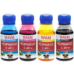 Комплект чорнил WWM для Canon G1400/G2400/G3400 4х100г BP/C/M/Y Пігментне/Водорозчинне (C49SET4-2)