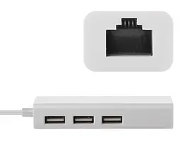 Хаб USB 2.0 Type-C -> 3xUSB 2.0 + RJ45 Fast Ethernet White - мініатюра 3