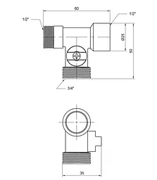 Кран кульовий приладовий Thermo Alliance Standart 1/2"Зх3/4"Зх1/2" В SD186W152015 - мініатюра 8