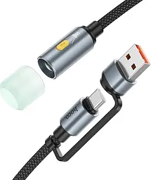 Ліхтарик на кабелі з адаптером Hoco UA38C USB/Type-C to LED Light Adapter Cable black - мініатюра 2