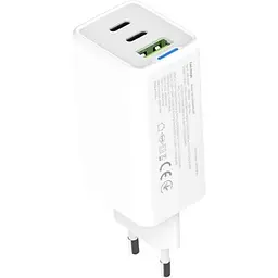 Зарядний пристрій ColorWay GaN Mini 65W PD Port PPS USB (USB-2C1A) white (CW-CHS058PD-WT) - мініатюра 3