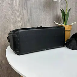 Сумка жіноча маленька через плече крос-боді чорна замшева стильна - мініатюра 6