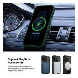 Чехол для Apple iPhone 14 Pro, Uniq MagCase, зеленый, противоударный, панель-накладка с MagSafe, ударопрочный TPU+PC, с магнитом MagSafe, поддержка полноценной беспроводной зарядки, ArmorStandart (ARM75326) - мініатюра 4