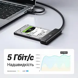 Кабель-адаптер для накопичувачів UGREEN CM321 0,5 м USB-C 3.1 Gen 1 до SATA 3.0 7+15 pin лише для HDD та SSD 2,5″ передавання до 5 Гбіт/с без додаткового живлення з UASP з TRIM з діагностикою S.M.A.R.T. з автоматичним режимом сну для Windows macOS Linux та Chrome OS без встановлення драйверів чорний (70610) - мініатюра 10