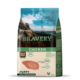 Сухий корм для цуценят cередніх та великих порід BRAVERY Chicken Puppy Large/Medium з куркою 4 кг