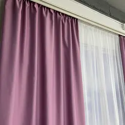 Матові атласні штори блекаут бузкового кольору на тасьмі 2шт. 150х270 ALBO pbe0052439 - мініатюра 6