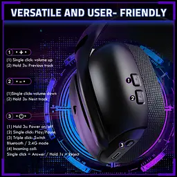 Ігрова гарнітура Attack Shark L80PRO Wireless, 2.4GHz/Bluetooth/3.5mm Black - мініатюра 3