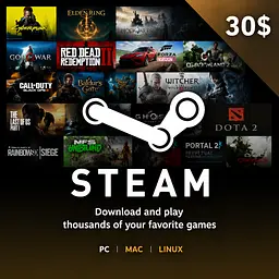 Код активації Steam Gift Card (Стім) на 30 USD US-регіон  