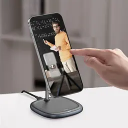 Беспроводное ЗУ Baseus Swan Magnetic Desktop Bracket Wireless Charger(suit for IP12) WXSW-01 Black - мініатюра 7