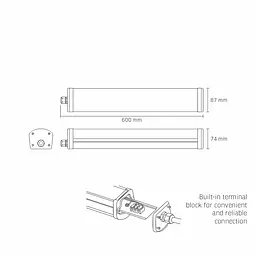 Світильник лінійний Videx LED 24W 0.6М IP65 4000K білий (VLE-BNW-24064) - мініатюра 3