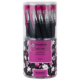 Набір ручок Axent Floral Black кулькові 24 шт. сині (AB1049-44-A) - мініатюра 2