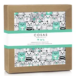Пелюшка багаторазова Cosas непромокаюча Mint Cats 70х120 см, м'ятна