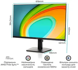 Монітор 27" QUBE V27F100-IPS FHD IPS 100hz (V27F100-IPS) - мініатюра 3