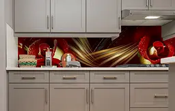 Кухонний фартух Бутон червоної троянди вінілова для кухні 65х250 см Коричневий Happy Pocket Z184531 - мініатюра 2