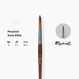 Пензель синтетика кругла (імітація соболя) Raphael Precision, №10, коротка ручка - мініатюра 2