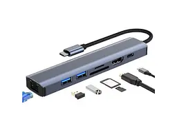 Мультипортовий адаптер Dynamode 7 in 1 BYL-2303 Grey - мініатюра 2