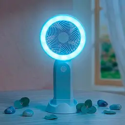 Вентилятор Handheld Fan на акумуляторі з підсвіткою, блакитний, портативний вентилятор із підсвіткою для телефона - мініатюра 2
