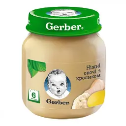 Дитяче пюре Gerber Кролик Ніжні овочі 130 г (7613036011259)