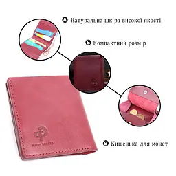 Компактне портмоне з натуральної шкіри Grande Pelle 16798 бордовий - мініатюра 8