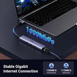 Концентратор Ugreen USB 3.0 to 3хUSB 3.0/Type-C+RJ45(1000M) Ethernet 5in1 CM475 (60554) - мініатюра 4