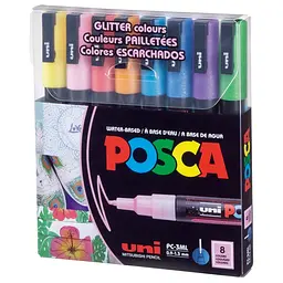 Набір маркерів Uni Posca Glitter Color 0.9-1.3 мм 8 шт. (PC-3ML GLITTER COLOR 8C)