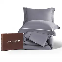 Комплект постільної білизни Lovely Svi сатин люкс 300ТС (135г/м2) Євро  Grey (220326)