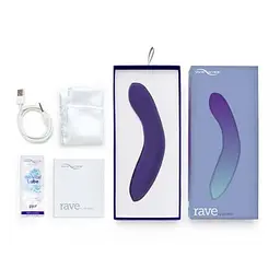 Лубрикант We-Vibe Rave + 50 мл - анатомічний вібратор для точки G, 19, 3х3,4 см фіолетовий - мініатюра 4